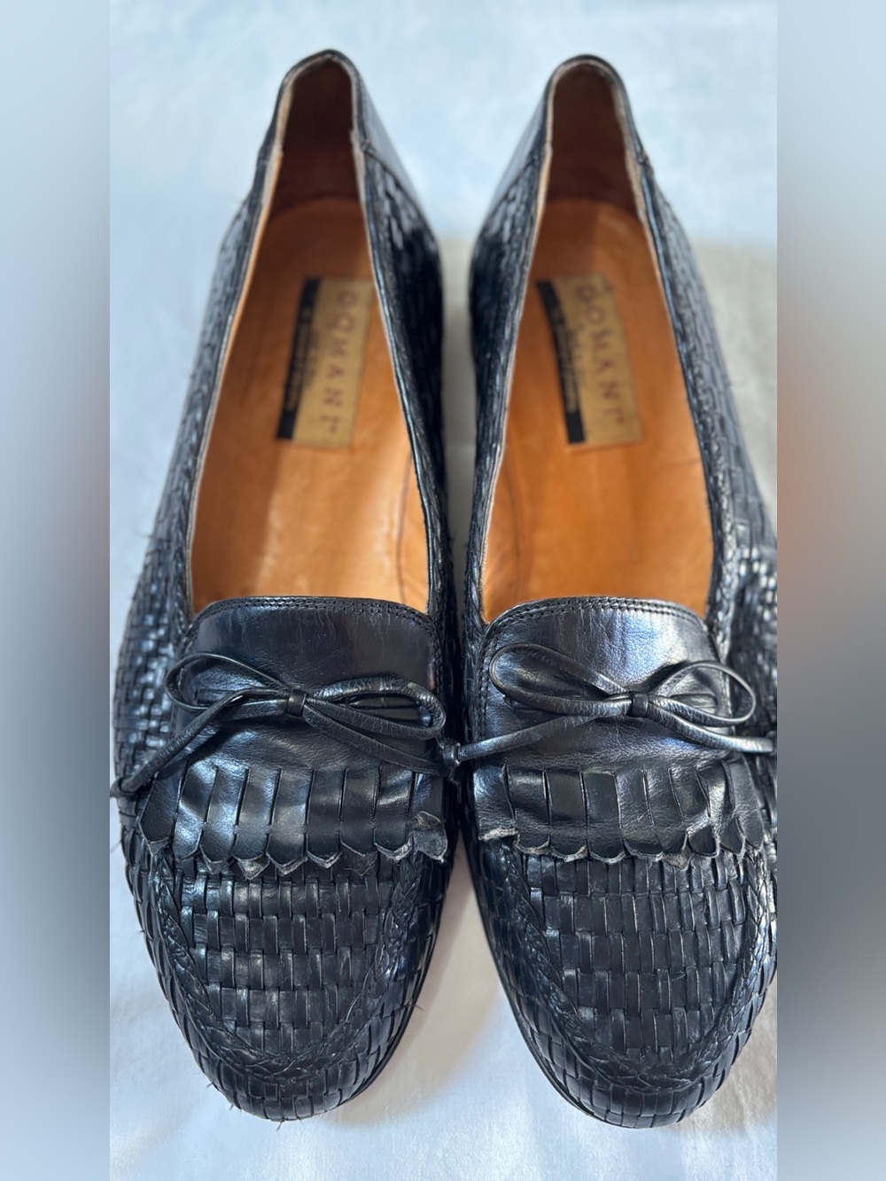 Domani Johnston & Murphy Men’s 10.5M. Black Woven Leather Kiltie Loafers 15-8001